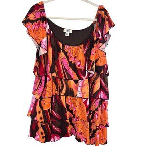 Cato Floral Top 22 Multicolor Coastal Classic Boho Western Tiered Chic Butterfly